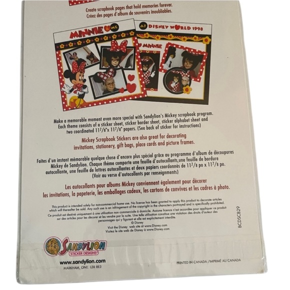 Vintage 1998 Sandy Lion Minnie Mouse Scrapbook Sticker Sheet NEW Factory Sealed - Picture 6 of 7